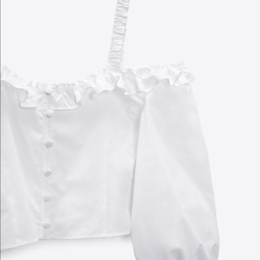 ZARA: POPLIN BLOUSE WITH RUFFLE TRIMS - Picture 3 of 6
